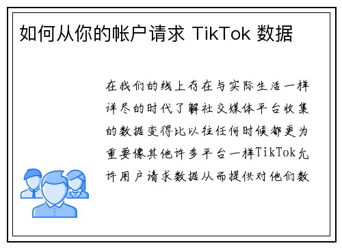 如何从你的帐户请求 TikTok 数据 