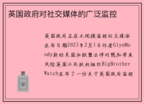 英国政府对社交媒体的广泛监控 